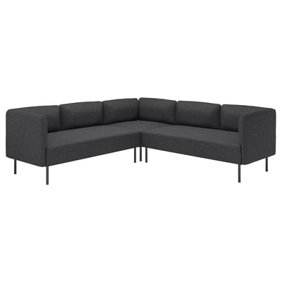 LILLEHEM dark grey modular sofa, sleek design with metal legs, customizable, cozy corners for comfort.