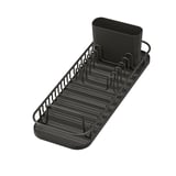 Black LILLHAVET dish rack, rectangular, polypropylene and steel, draining tray with cutlery slots, sleek design for kitchen counter.