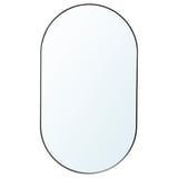 LINDBYN mirror, grey, oval, wall-mounted, aluminium frame, safety film.