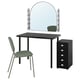 LINNMON / VIHALS Desk and chair, black-brown/grey-green