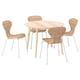 A LISABO set with a wooden table and wicker chairs.