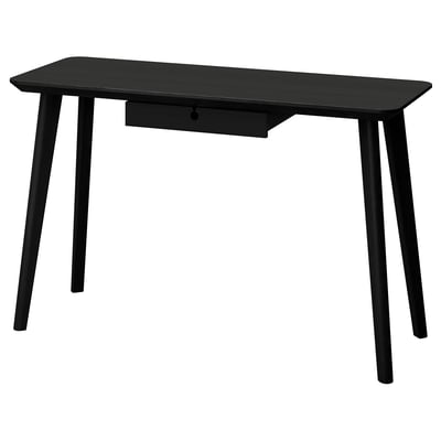 Black LISABO desk, modern with single drawer and tapered legs.