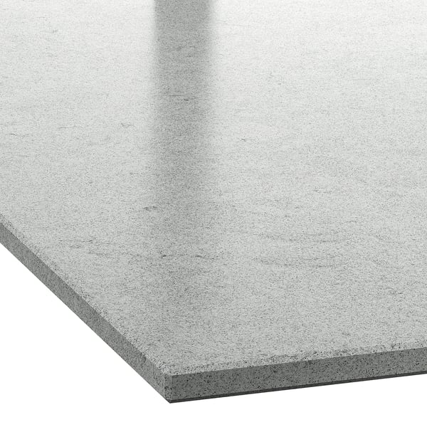 Sleek, recycled glass kitchen worktop; smooth, hard, stain-resistant surface.