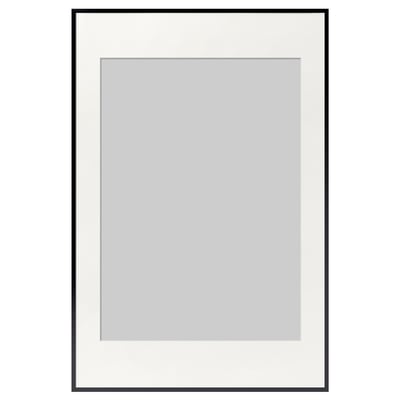 LOMVIKEN framed picture, black, rectangular, thin metal edge, safe plastic cover.
