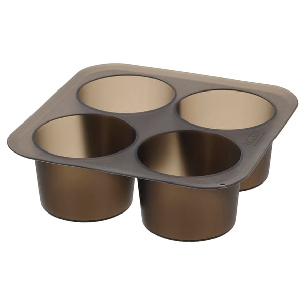 A brown LUFTTÄT silicone ice cube tray with four large round compartments.
