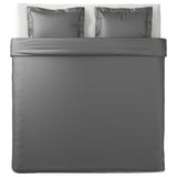 LUKTJASMIN grey duvet set: silky, rectangular, sateen-woven with lyocell & cotton.