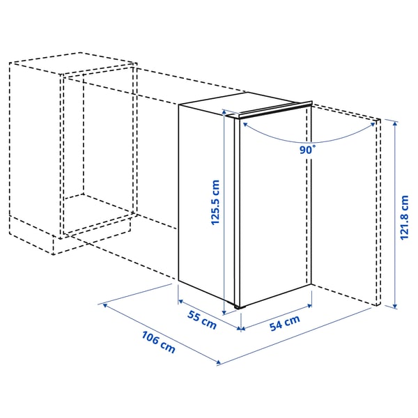 Illustration with measurements for the product: LUMNÄS.
