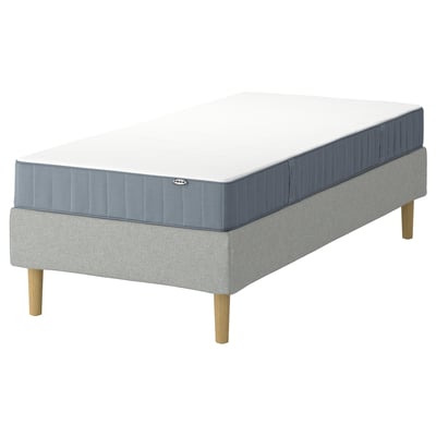 LYNGÖR Divan bed, Vesteröy firm/light blue Tibbleby beige/grey, 90x200 cm