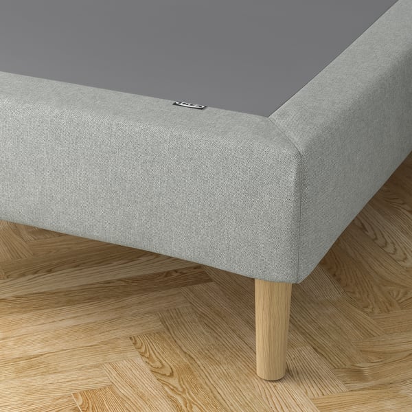 LYNGÖR Spring mattress base, incl leg/Tibbleby beige/grey, 90x200 cm