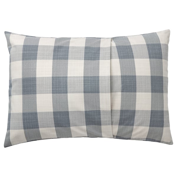 Rectangular pillow with gray and white checkered pattern.