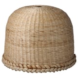 MÄVINN lampshade, natural beige, woven banana fibers, bell-shaped with braided trim.