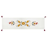 MÄVINN table-runner, white with colorful hearts and dala horses, cotton, rectangular, embroidered and printed.