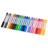 Brightly colored set of 24 MÅLA felt-tip pens, neatly arranged, featuring various hues; designed for easy grip and non-toxic use.