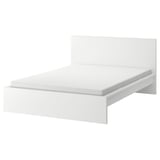 MALM white bed, modern minimalist design, high headboard, adjustable sides, foam mattress.