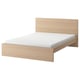 Light oak MALM bed in minimalist design with white mattress.