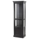 Black MALSJÖ cabinet, glass doors, adjustable shelves.
