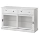 Option: A white MALSJÖ cabinet with two drawers and two glass doors, designed with a classic aesthetic.