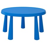 Blue MAMMUT round childs table, plastic, four legs.