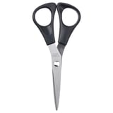 MÅNÖGA scissors, black, plastic handles, stainless steel blades, ergonomic design.