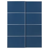 Blue sliding wardrobe doors, featuring a sleek design with aluminum frames and fiberboard panels.