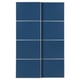 Blue sliding door panels. The modern design four panels with a sleek, rectangular shape and aluminum frames.