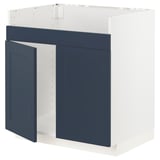 A METOD kitchen cabinet with blue axstad doors. It a rectangular shape with a modern design.