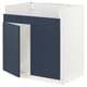 A METOD kitchen cabinet with blue axstad doors. It a rectangular shape with a modern design.
