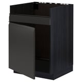 A modern black ikea kitchen cabinet with a sleek, matte finish and sturdy frame, designed for built-in appliances.
