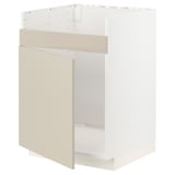 Beige METOD kitchen unit with white frame.