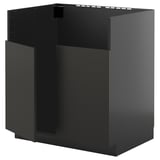 Black kitchen cabinet unit, modern design, square shape, crafted from particleboard.