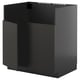 Black kitchen cabinet unit, modern design, square shape, crafted from particleboard.