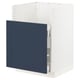 Modern kitchen cabinet in blue with white frame. Smooth-running drawers and a sturdy construction.