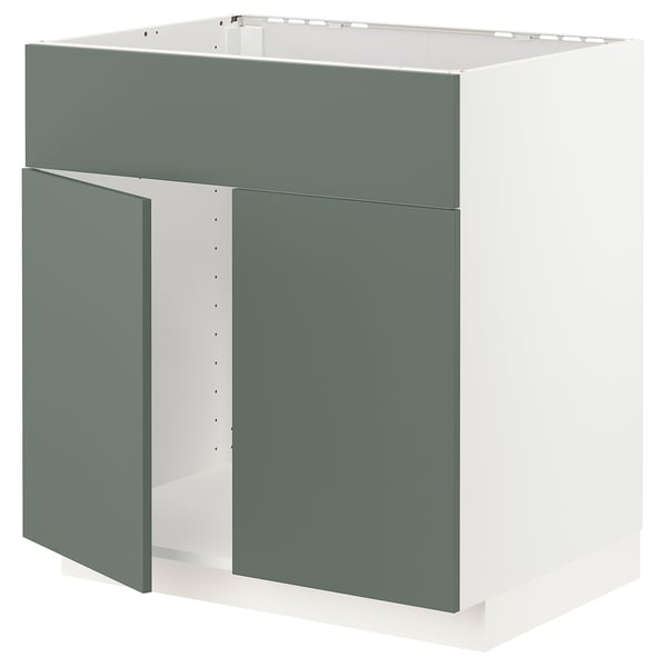 METOD kitchen cabinet in grey-green with modern, minimalist design.