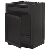 A dark grey METOD kitchen cabinet with a traditional design, featuring bevelled edges and a sturdy frame.