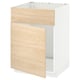 A white METOD cabinet with light ash wood pattern doors, designed for kitchen storage.