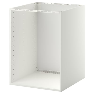 White METOD kitchen cabinet frame, rectangular, adjustable ventilation & shelf holes.