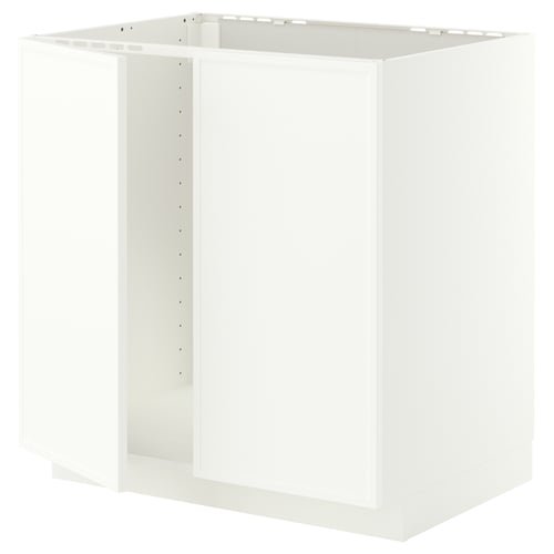METOD Base cabinet for sink + 2 doors, white/Aspudden matt white, 80x60 cm
