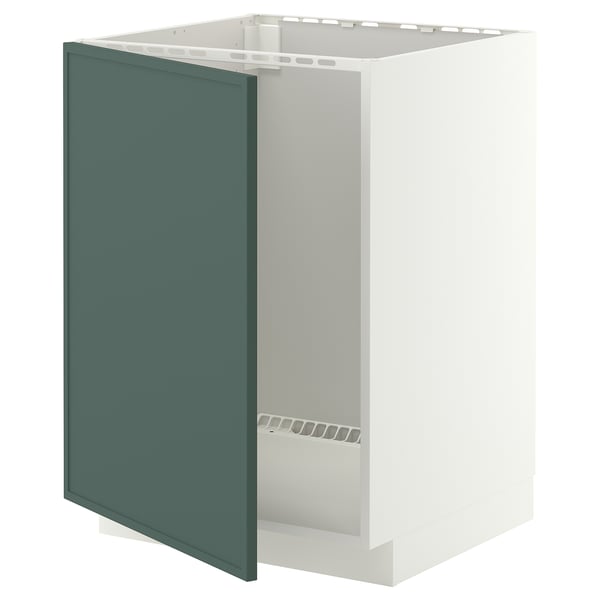 METOD Base cabinet for sink, white/Aspudden dark grey-green, 60x60 cm