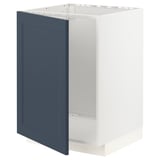 METOD kitchen unit with blue door. Modern design, white frame.