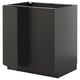 Option: Black METOD kitchen cabinet, modern design, square shape, glossy finish, sturdy particleboard frame.