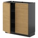 Modern kitchen cabinet: METOD with oak-style wooden doors, gray frame, 2-tier shelf.
