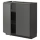 Modern grey METOD kitchen cabinet with dark wood grain.