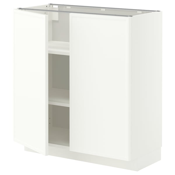 METOD Base cabinet with shelves/2 doors, white/Aspudden matt white, 80x37 cm
