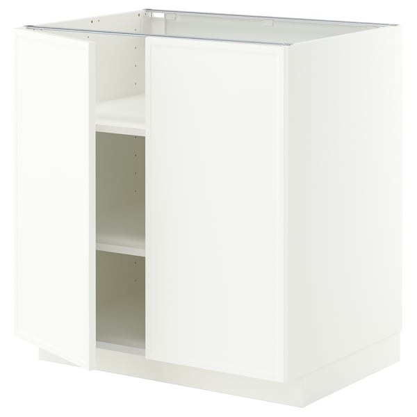 METOD Base cabinet with shelves/2 doors, white/Aspudden matt white, 80x60 cm