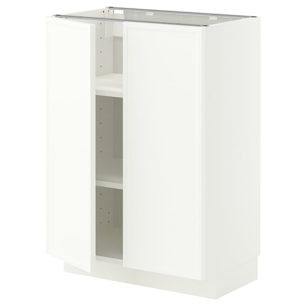 METOD Base cabinet with shelves/2 doors, white/Aspudden matt white, 60x37 cm