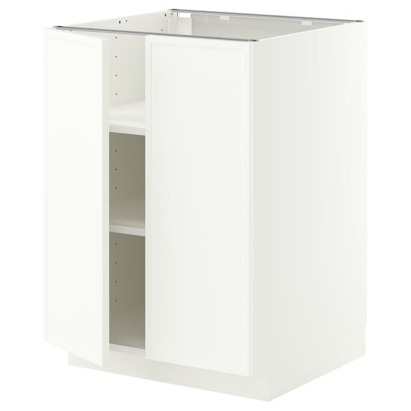 METOD Base cabinet with shelves/2 doors, white/Aspudden matt white, 60x60 cm