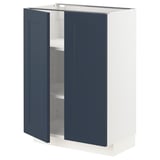 METOD cabinet: blue doors, white body, adjustable shelves.
