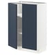 METOD cabinet: blue doors, white body, adjustable shelves.
