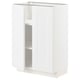 A white METOD kitchen cabinet with one open door revealing an empty shelf inside. The cabinet is rectangular and has a smooth finish.