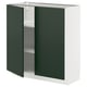 METOD kitchen cabinet, dark green, white frame, two doors, square shape.